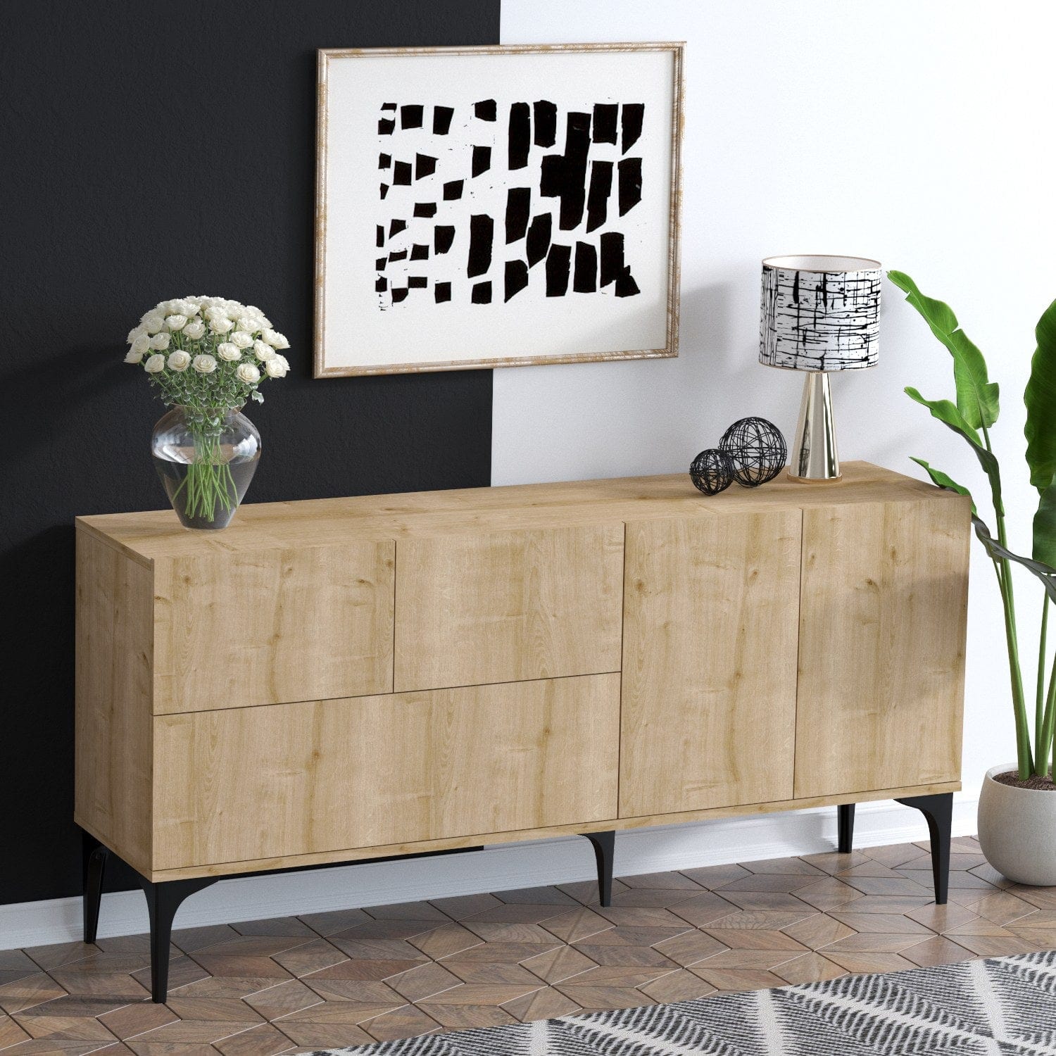 Asir Credenza con 5 ante Tress Quercia