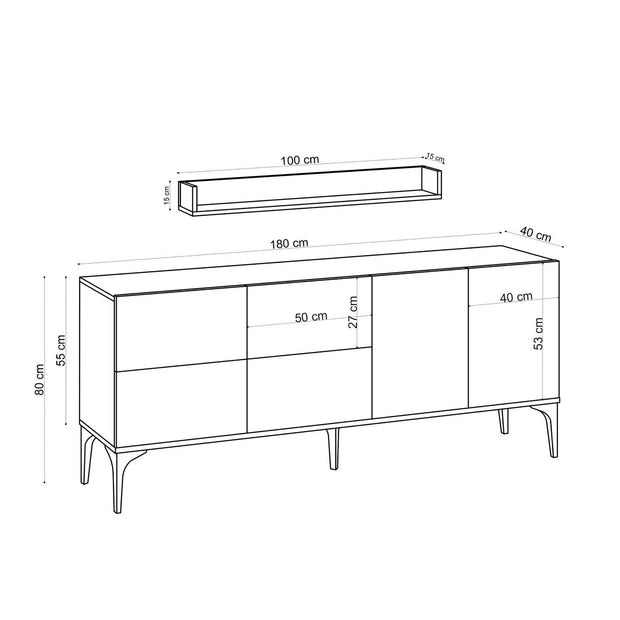 Asir Credenza con 6 ante Lucky Bianco