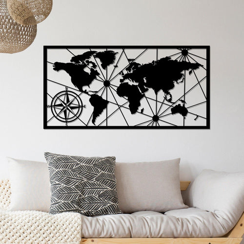 Asir Decorazione da parete World Map Grande 2 Nero