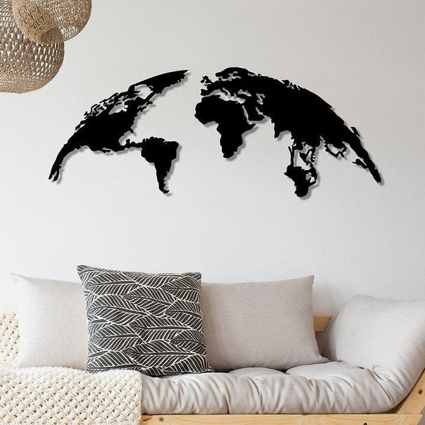 Asir Decorazione da parete World Map Grande Nero