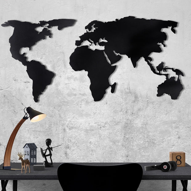 Asir Decorazione World Map Silhouette Nero