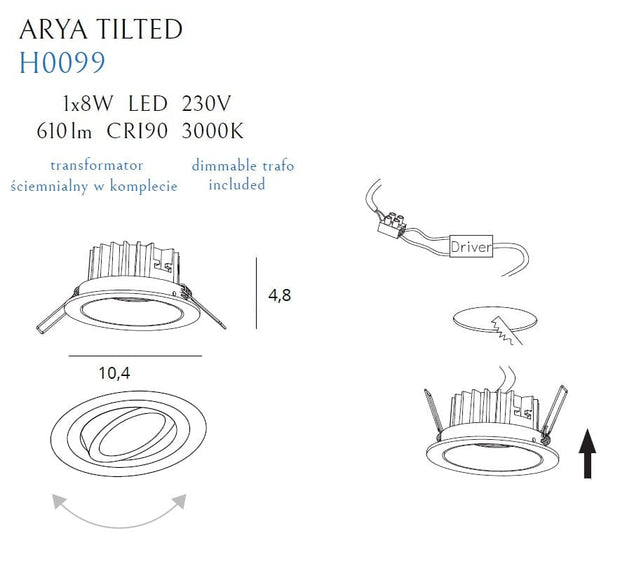 Maxlight Faretto da soffitto Arya H0099 Nero