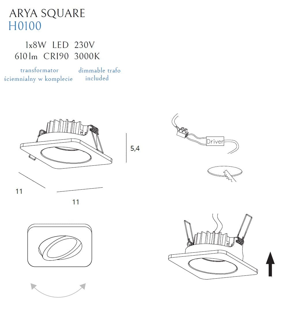 Maxlight Faretto da soffitto Arya H0100 Bianco