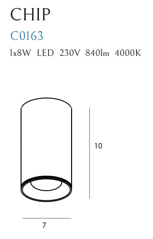 Maxlight Faretto da soffitto Chip C0163 Nero