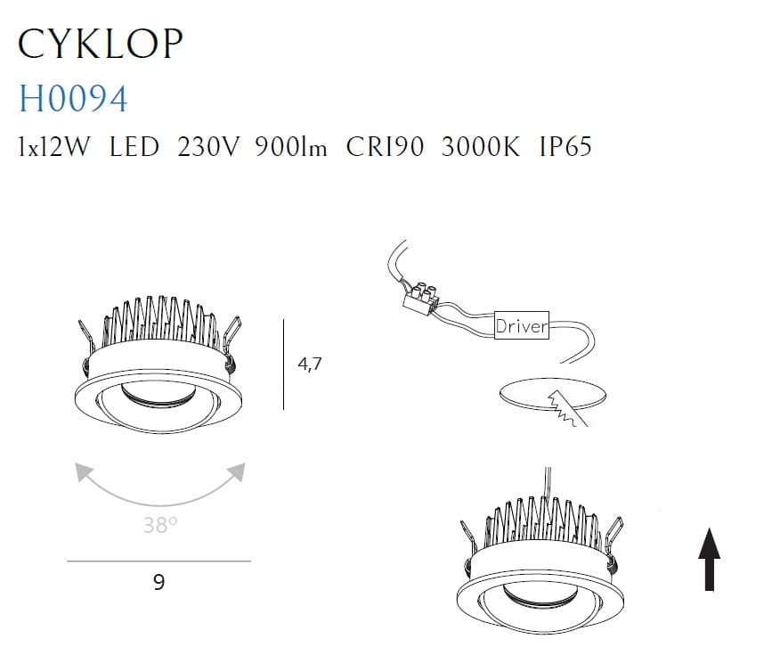 Maxlight Faretto da soffitto Cyklop H0094 Bianco