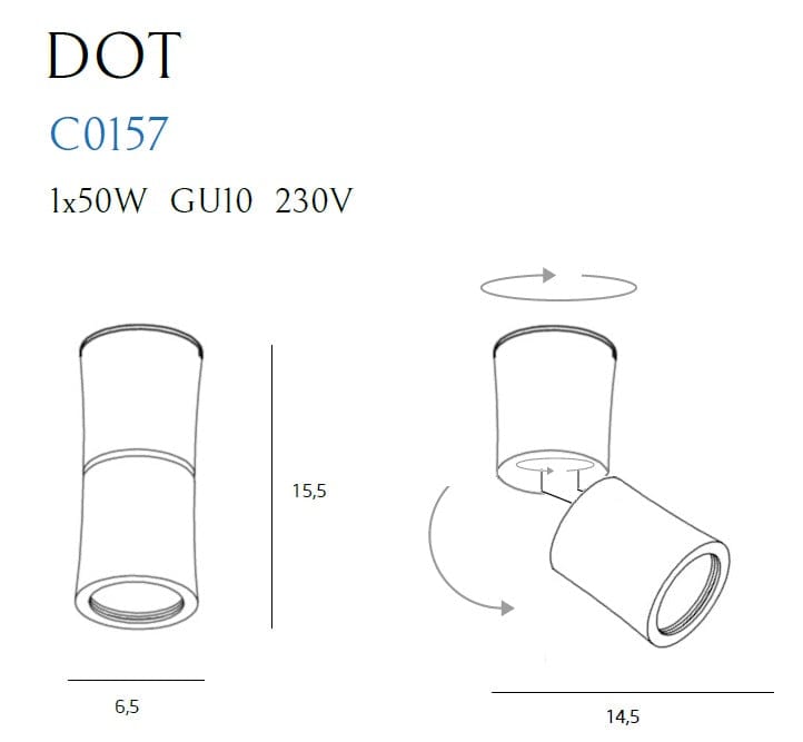 Maxlight Faretto da soffitto Dot C0157 Nero