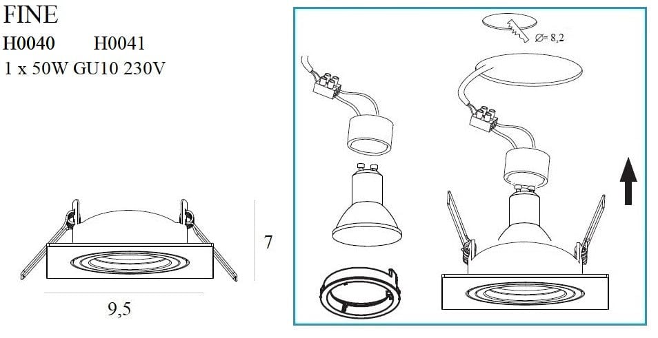 Maxlight Faretto da soffitto Fine H0040 Nichel