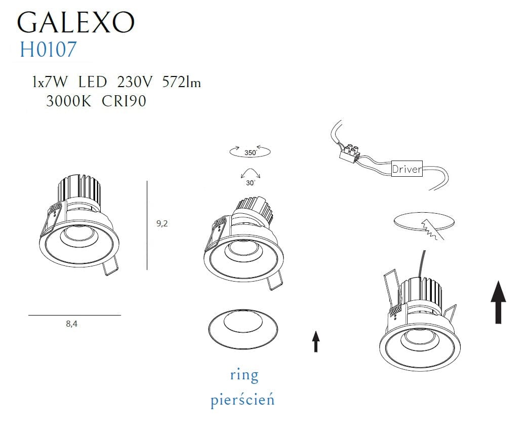 Maxlight Faretto da soffitto Galexo H0107 Nero