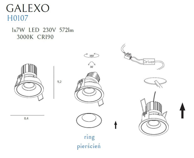 Maxlight Faretto da soffitto Galexo H0107 Nero