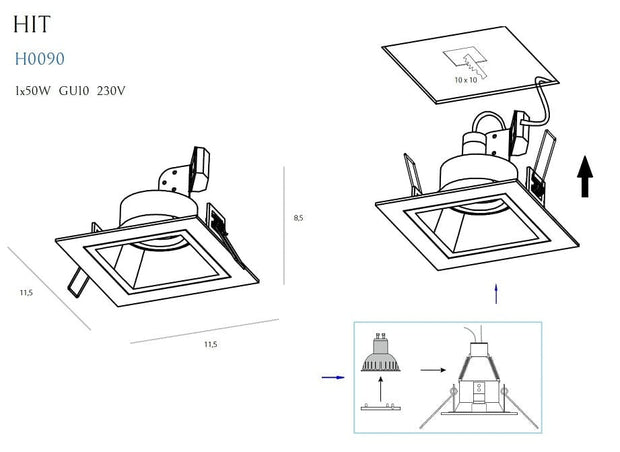 Maxlight Faretto da soffitto Hit I H0090 Nero