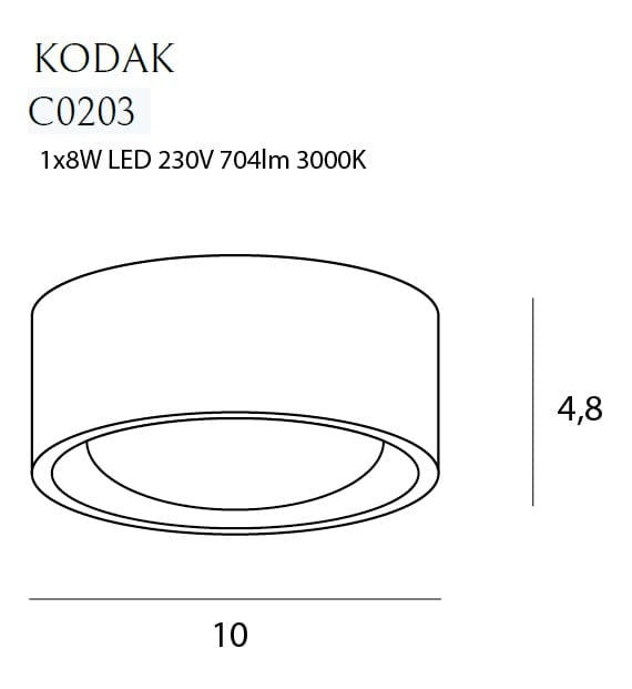 Maxlight Faretto da soffitto Kodak I C0203 Nero