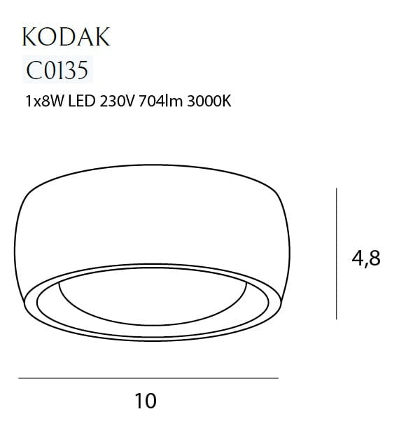 Maxlight Faretto da soffitto Kodak II C0135 Bianco