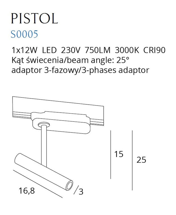 Maxlight Faretto da soffitto Pistol S0005 Bianco