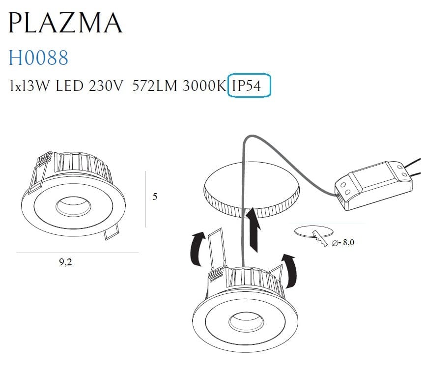 Maxlight Faretto da soffitto Plazma H0088 Nero