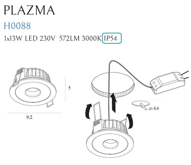 Maxlight Faretto da soffitto Plazma H0088 Nero