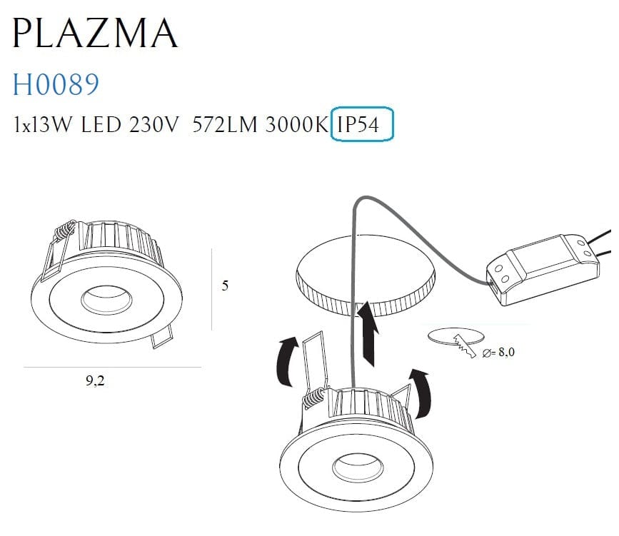 Maxlight Faretto da soffitto Plazma H0089 Bianco