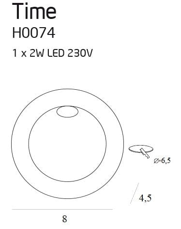 Maxlight Faretto da soffitto Time H0074 Bianco