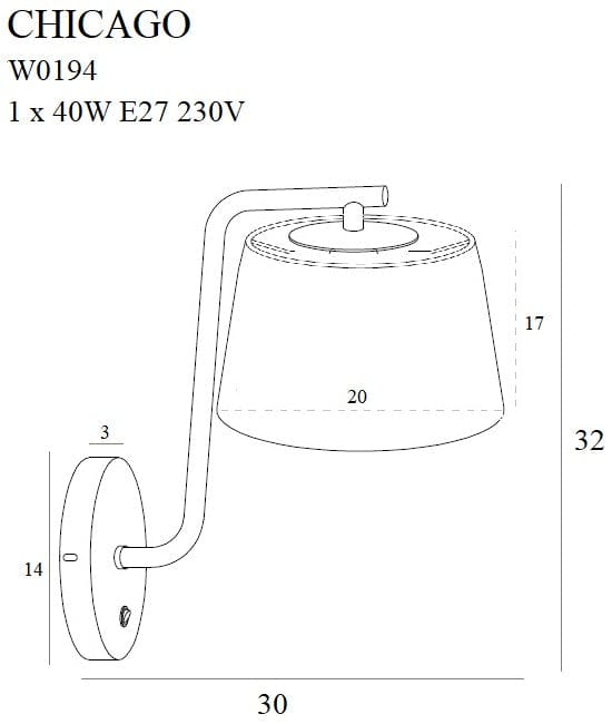 Maxlight Lampada da parete Chicago W0194 Nero