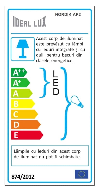 IdealLux Lampada da parete Nordik AP2 Nero