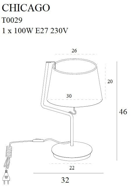 Maxlight Lampada da tavalo Chicago T0029 Nero