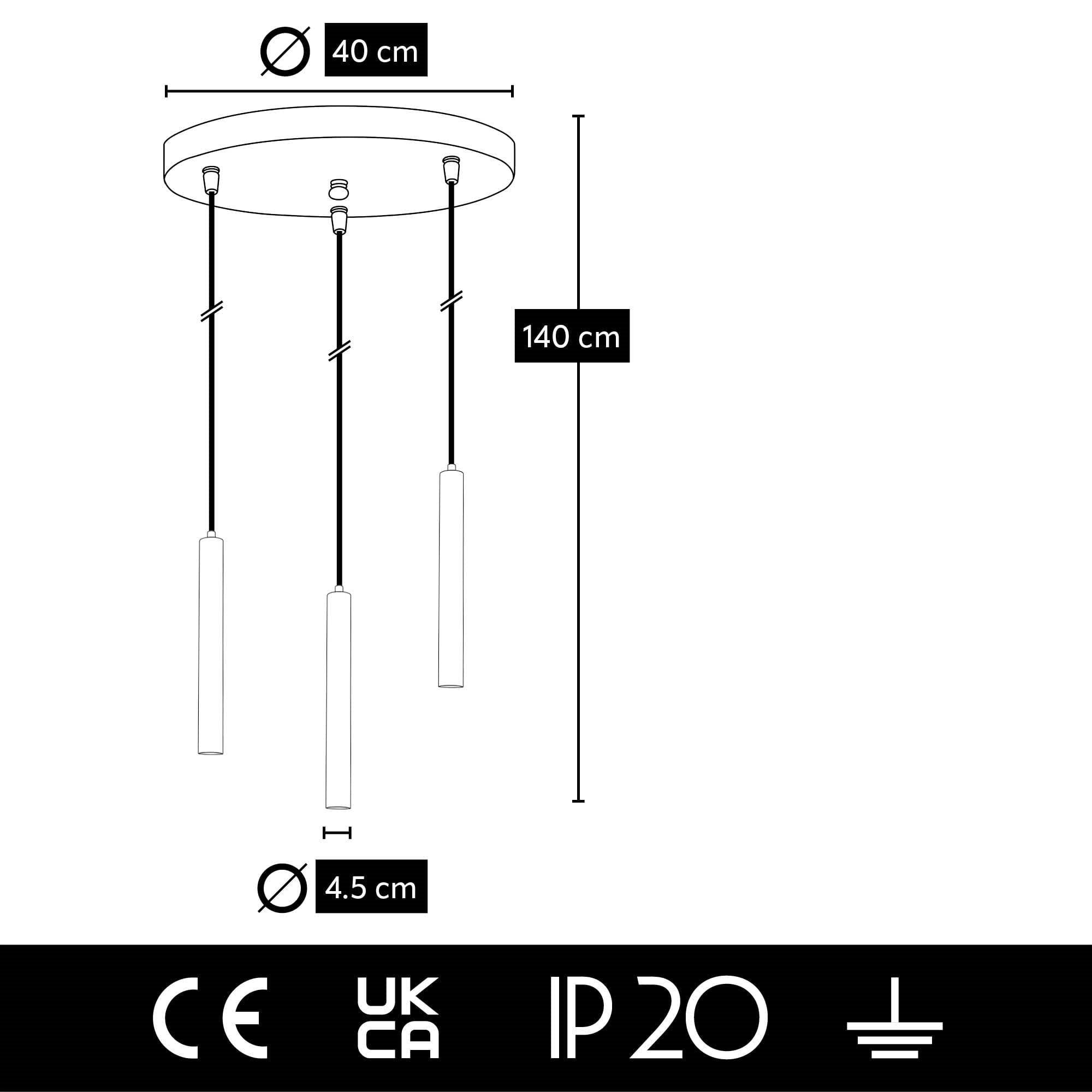 Oyo Lampada Tube Trio Asimetric Nero