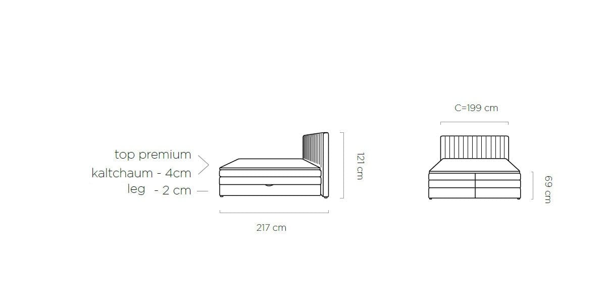 Letto Boxspring con topper e contenitore Mina Crema (3)