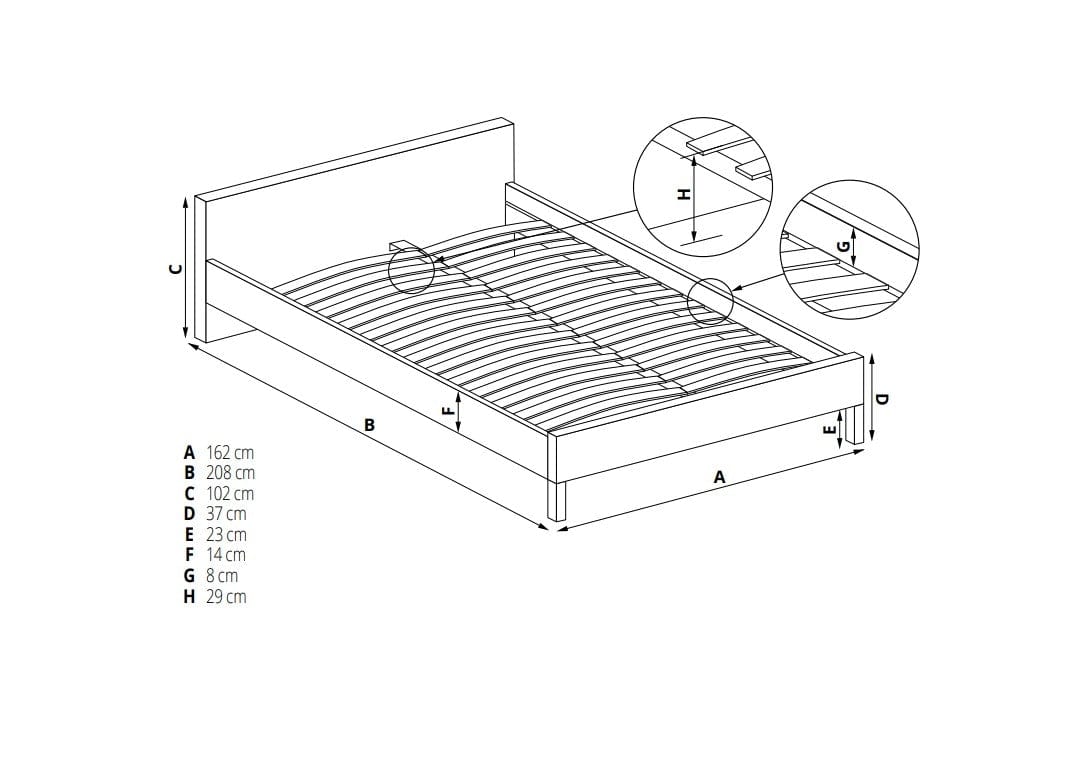 Letto matrimoniale in legno e tesssuto Cassiopis Grigio (5)