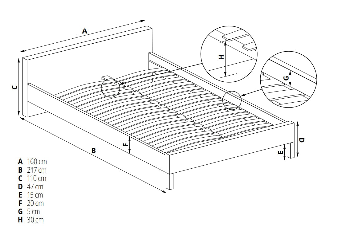 Letto matrimoniale in tessuto Francescani Grigio (15)