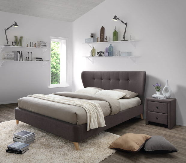 Letto matrimoniale in tessuto Vienaris Marrone