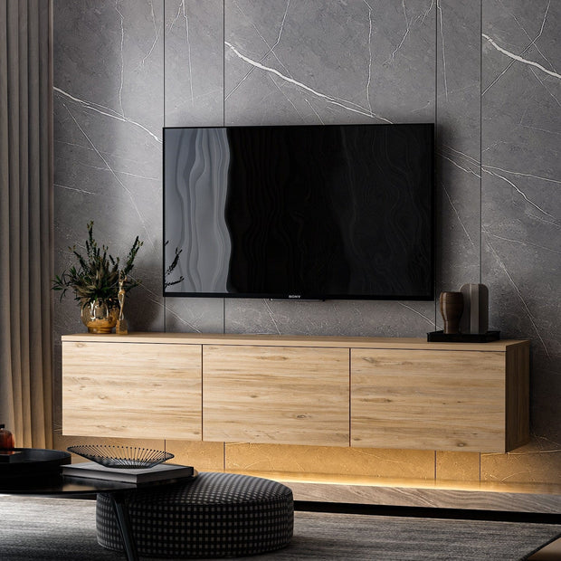 Mobile TV con 3 ante Neon Illuminated Pino (1)