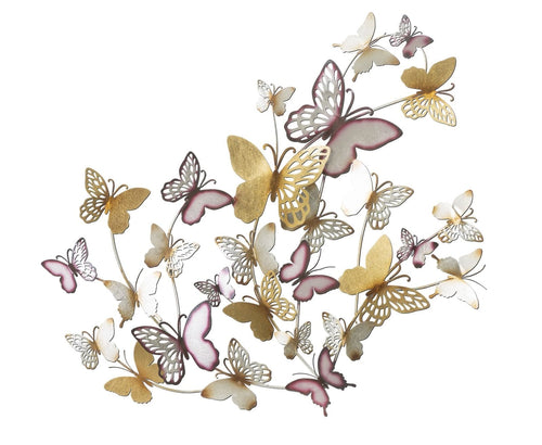 Pannello Da Muro Butterflies Oro/Bordeaux cm 132x3,5x95,5