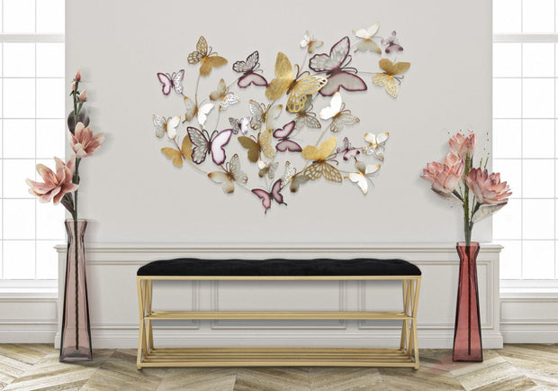 Pannello Da Muro Butterflies Oro/Bordeaux cm 132x3,5x95,5 (1)