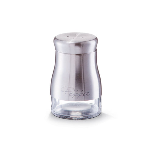 Zeller Pepe in vetro e acciaio inox, Argento 150 ml, Ø 6xH9,5 cm