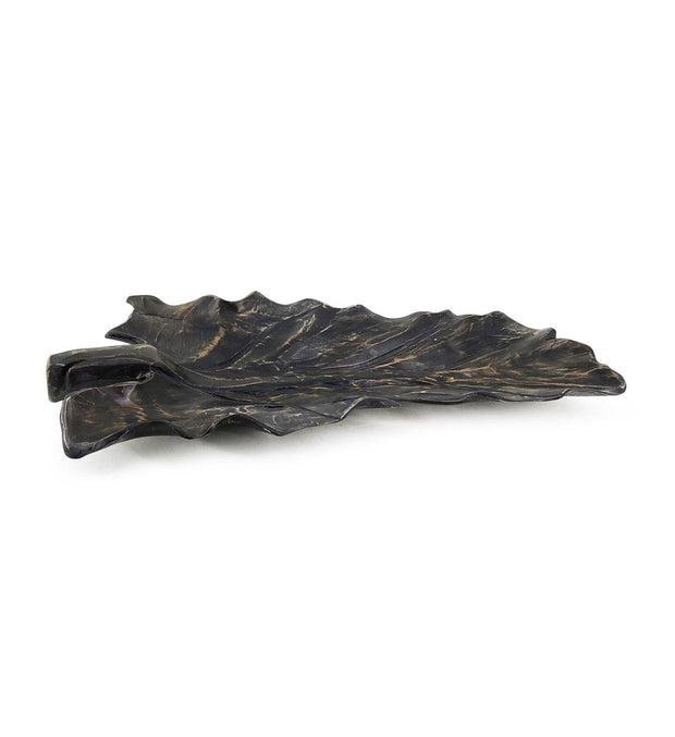 Piatto decorativo Erosi Carved Leaf Nero