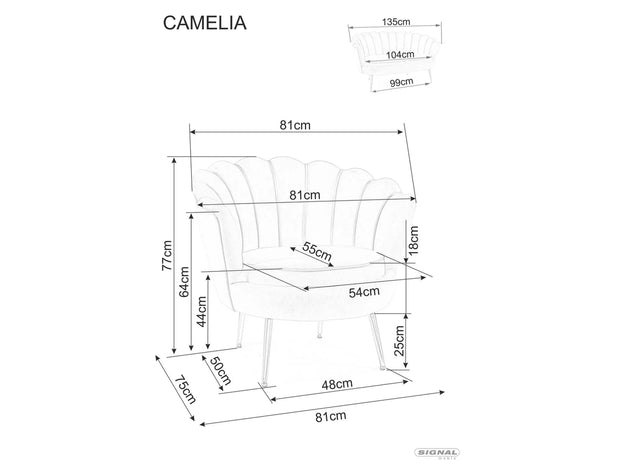 Signal Poltrona in velluto Camellia 1 Grigio