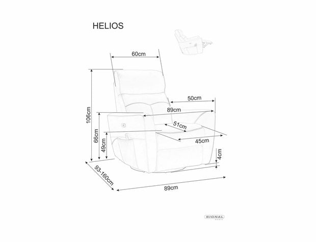 Signal Poltrona Reclinabile Elettrica in ecopelle Helios M Grigio