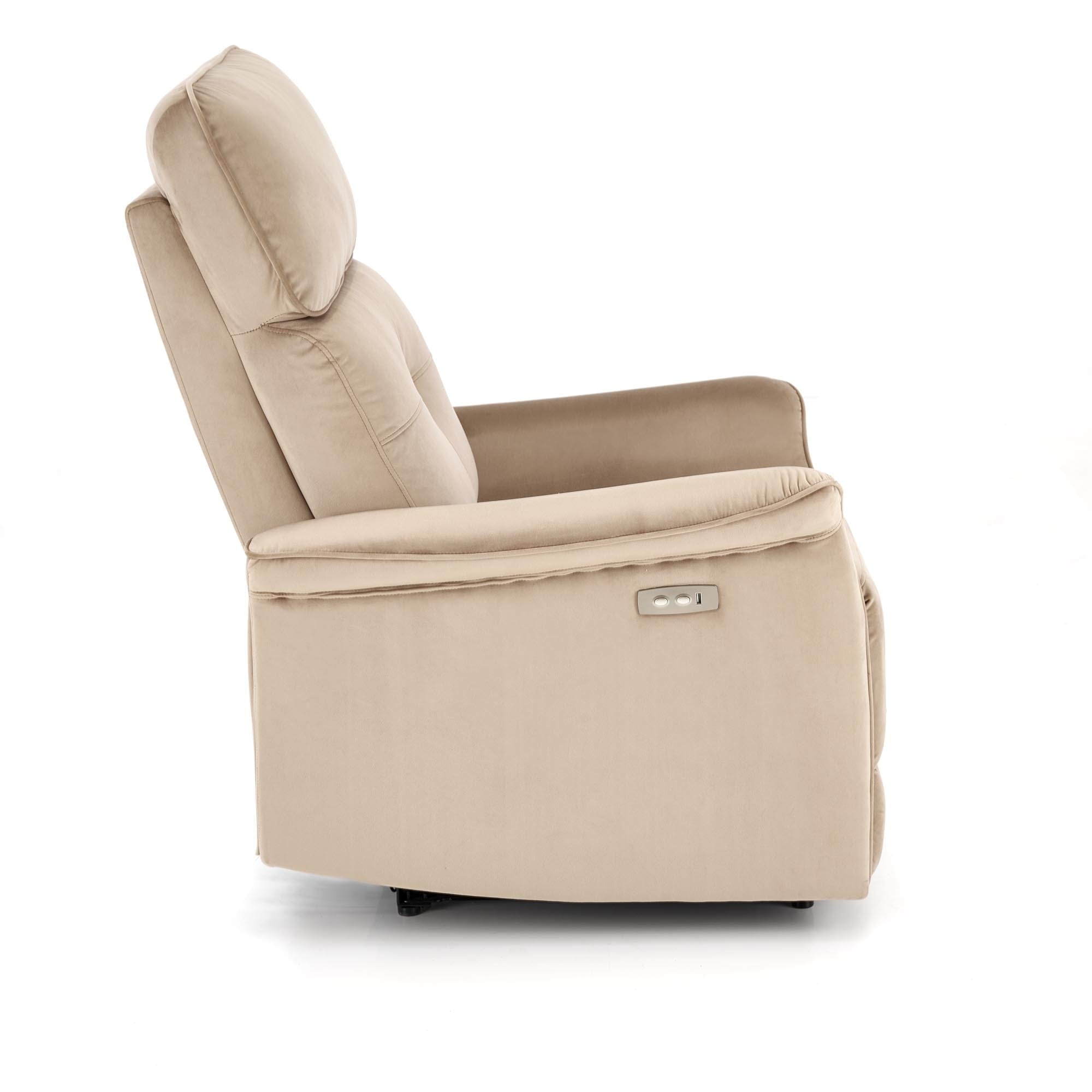 Halmar Poltrona Reclinabile Elettrica in velluto Semir Beige