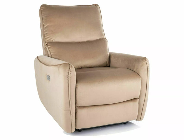 Signal Poltrona Reclinabile Elettrica in velluto Zefir Beige
