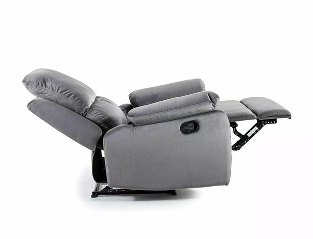 Signal Poltrona Reclinabile in velluto Spencer 1 Grigio
