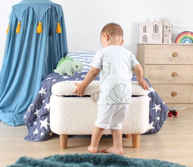 Pouf ottomano con contenitore in tessuto Moouv Bianco (5)
