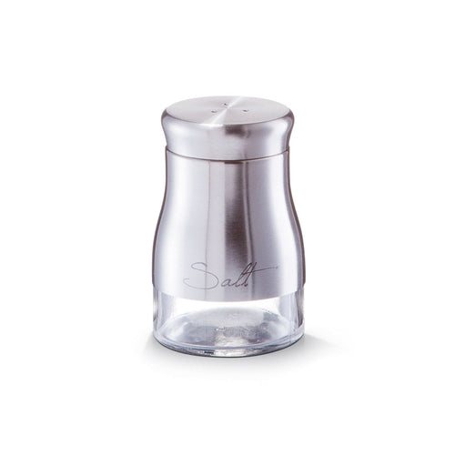 Zeller Sale in vetro e acciaio inox, Argento 150 ml, Ø 6xH9,5 cm