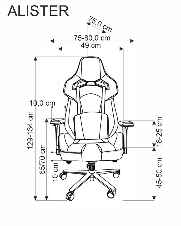 Sedia da gaming in tessuto Alister Grigio (2)