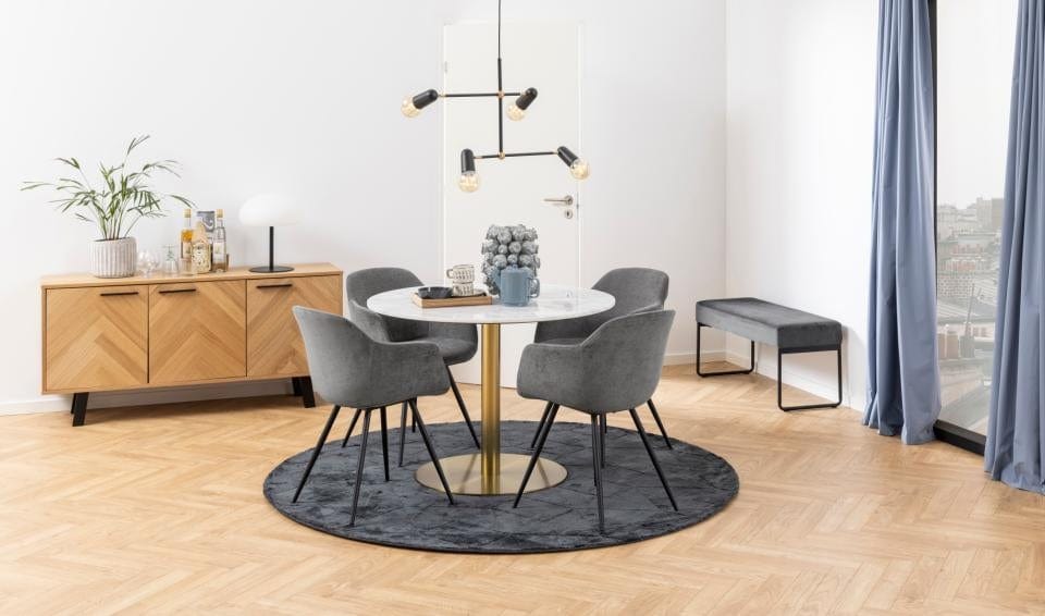Sedia da pranzo in tessuto Noella Grigio (2)