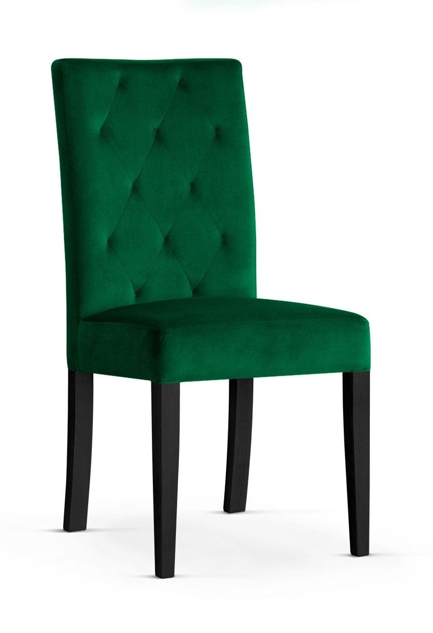 Sedia imbottita con tessuto e gambe in legno, Orlando Green / Black, l46xL65xH102 cm