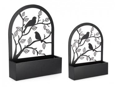 Bizzotto Set 2 Supporti da parete per Piante Birds Rosalinda Nero