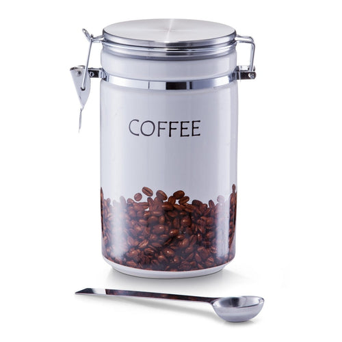 Set caffettiera e cucchiaio, ceramica e acciaio inox, Multicolore, 2 pezzi