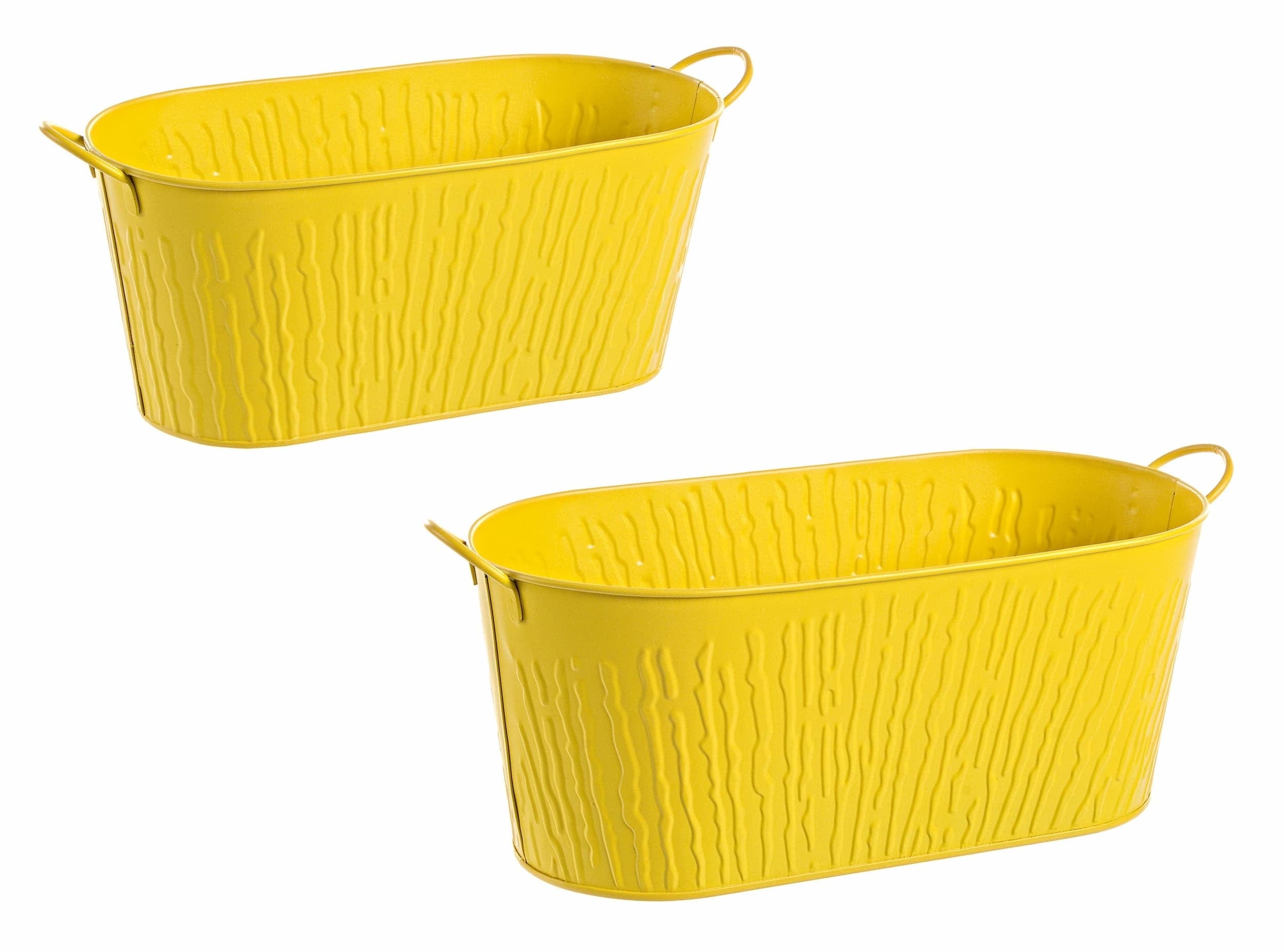 Set di 2 Pentole da giardino Bark Oval Giallo