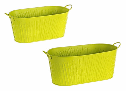 Set di 2 Pentole da giardino Bark Oval Verde