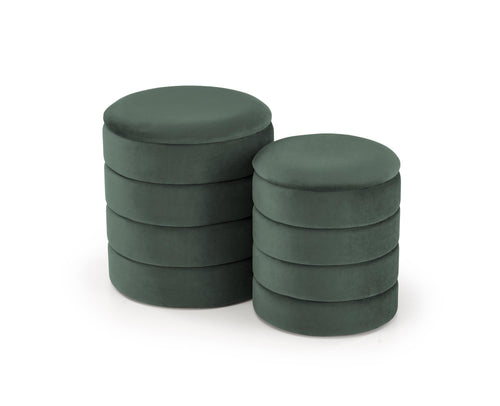 Halmar Set di 2 pouf contenitore in velluto Pacho Verde