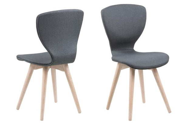 Set di 2 sedie da pranzo in tessuto Gongli Grigio